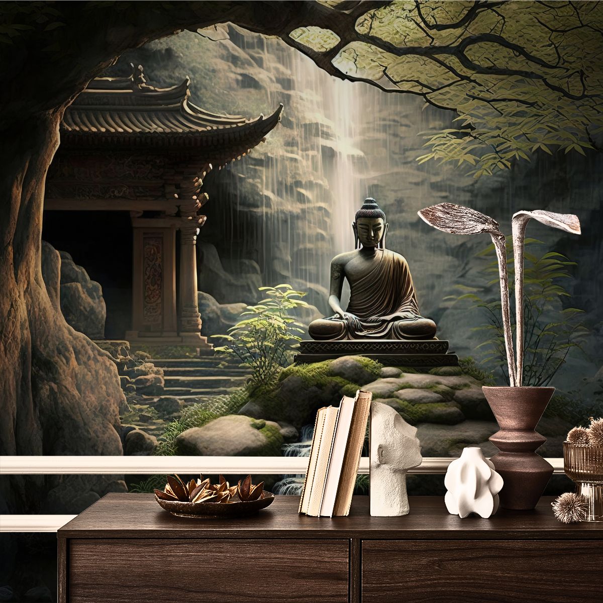 Ethereal Zen Escape 3D Buddha Wallpaper for Living Room