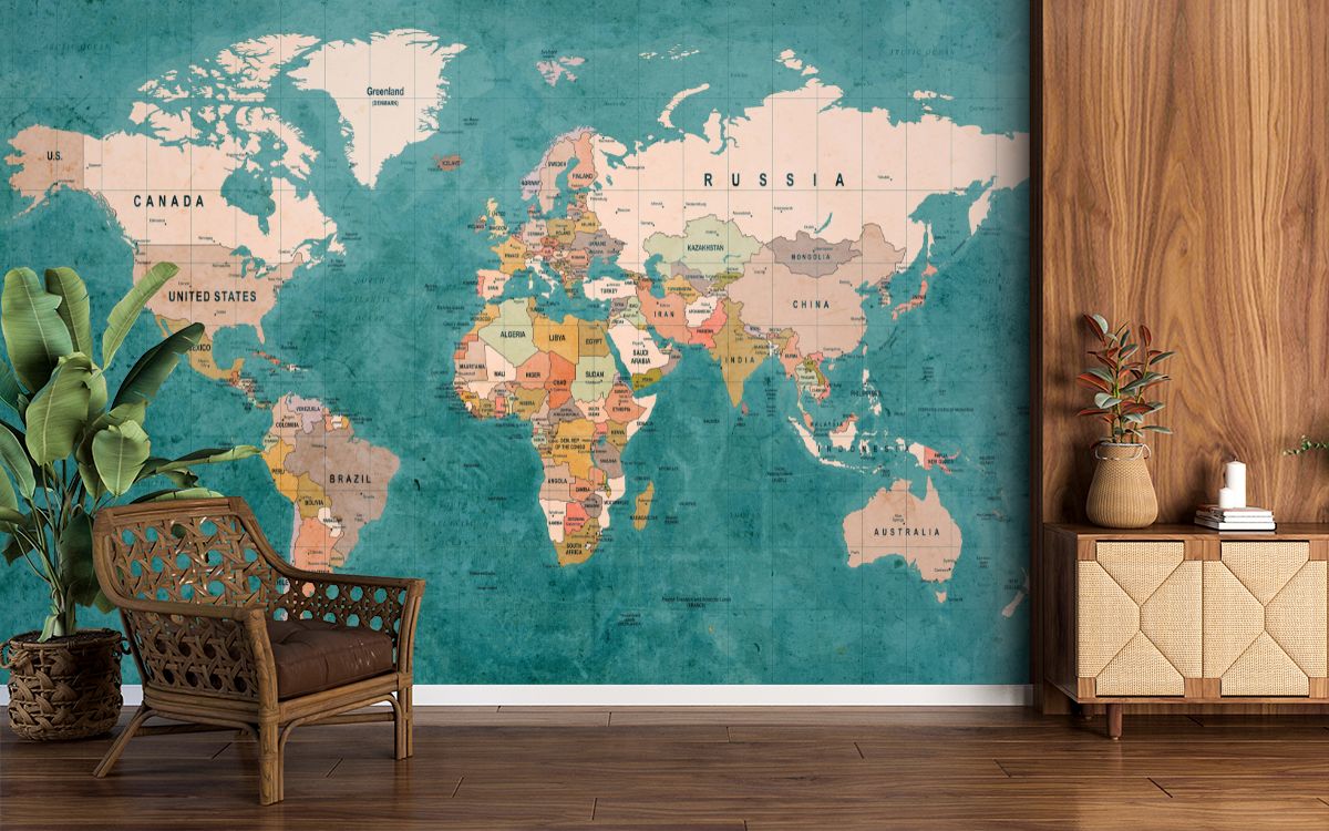 World Map Wallpaper for Home, Office, Kids Room